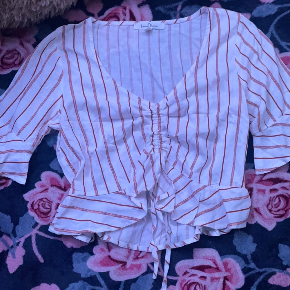 White shirt with red stripes